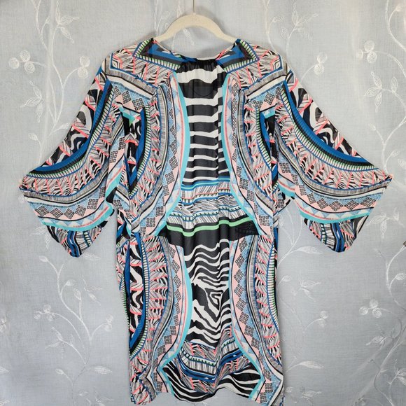 Retro Color Pop, Open Front Kimono, Coverup, Cardigan. Express (M) - Picture 4 of 5
